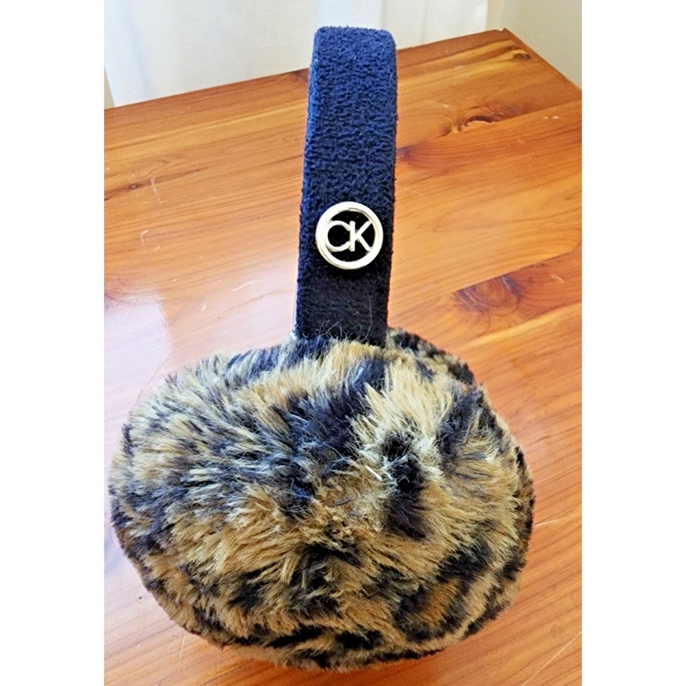 Calvin Klein Leopard Print Faux Fur Ear Muffs